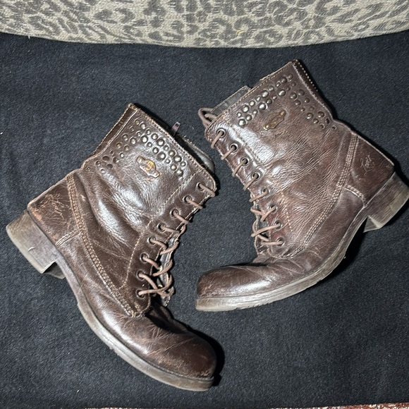 Vintage Levi's Dark Brown Boots Studded Detail lace up baddie boots women’s 7.5 - Picture 3 of 10